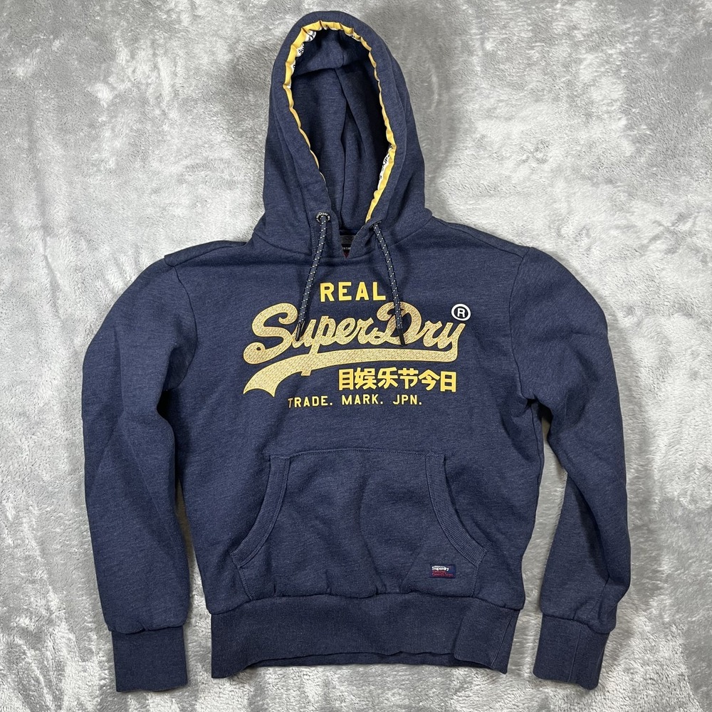 SUPERDRY Pullover Hoodie Sweatshirt Men Size Medium Blue